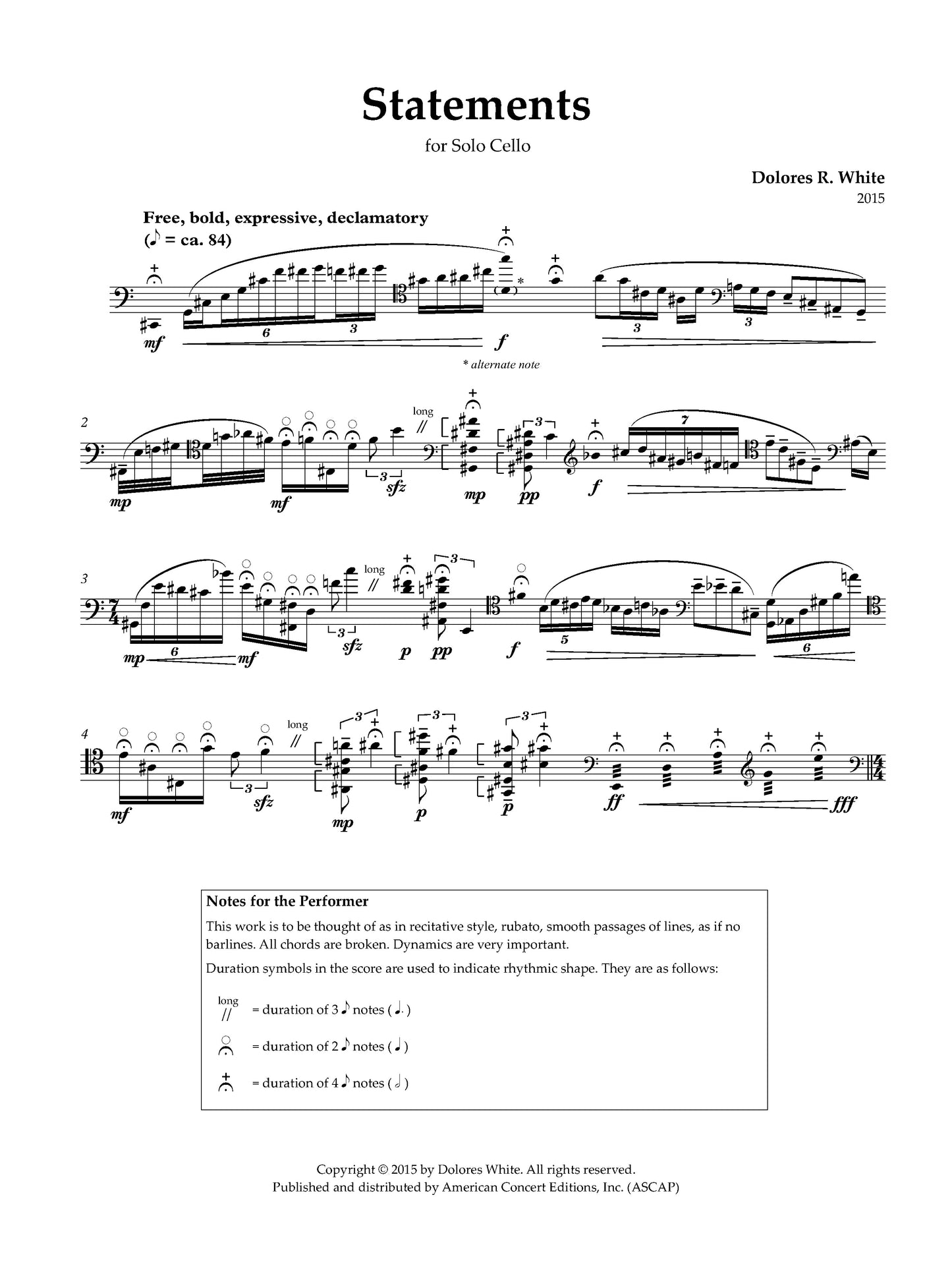 Statements for Cello