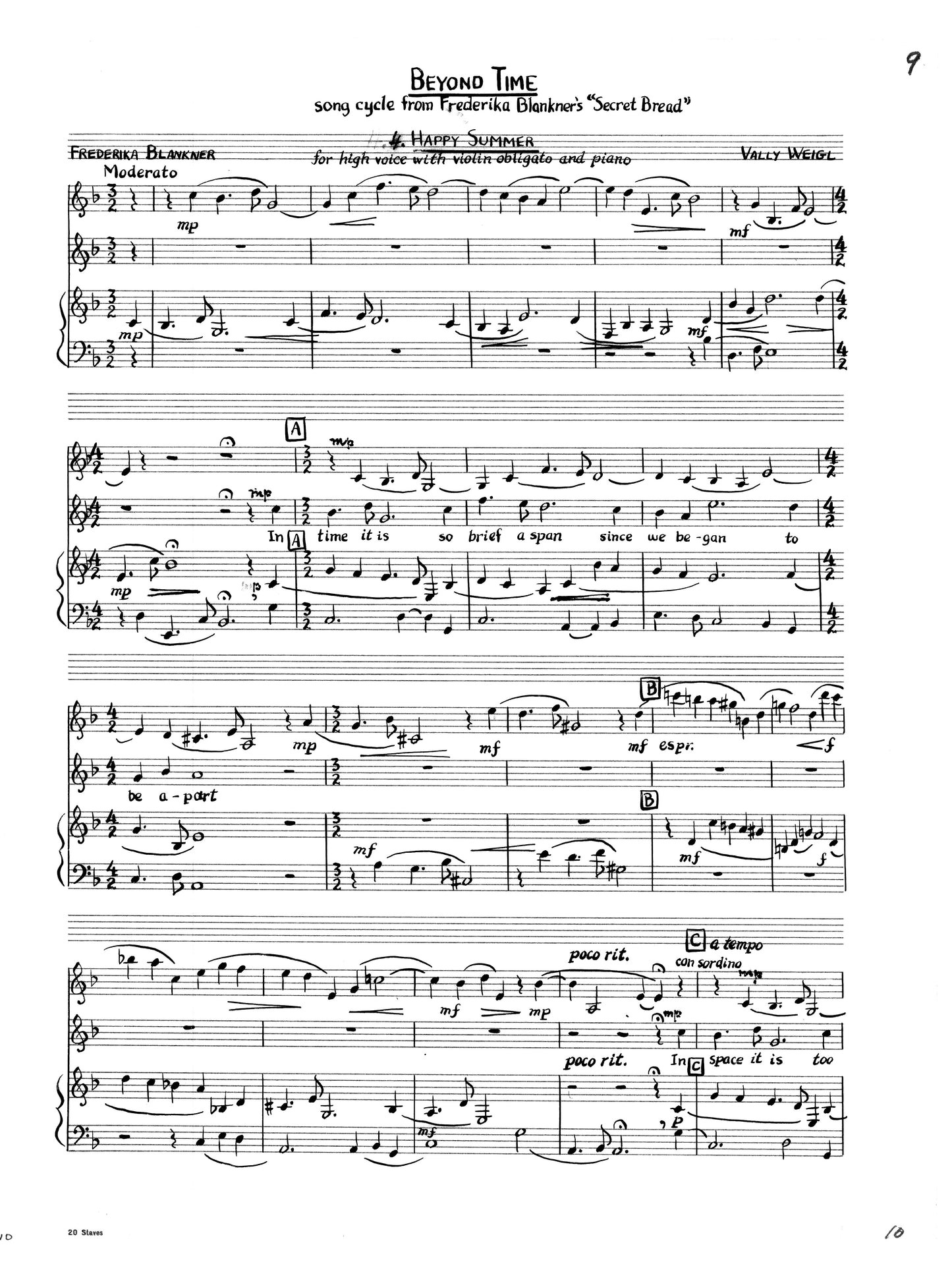 BEYOND TIME (Song Cycle)