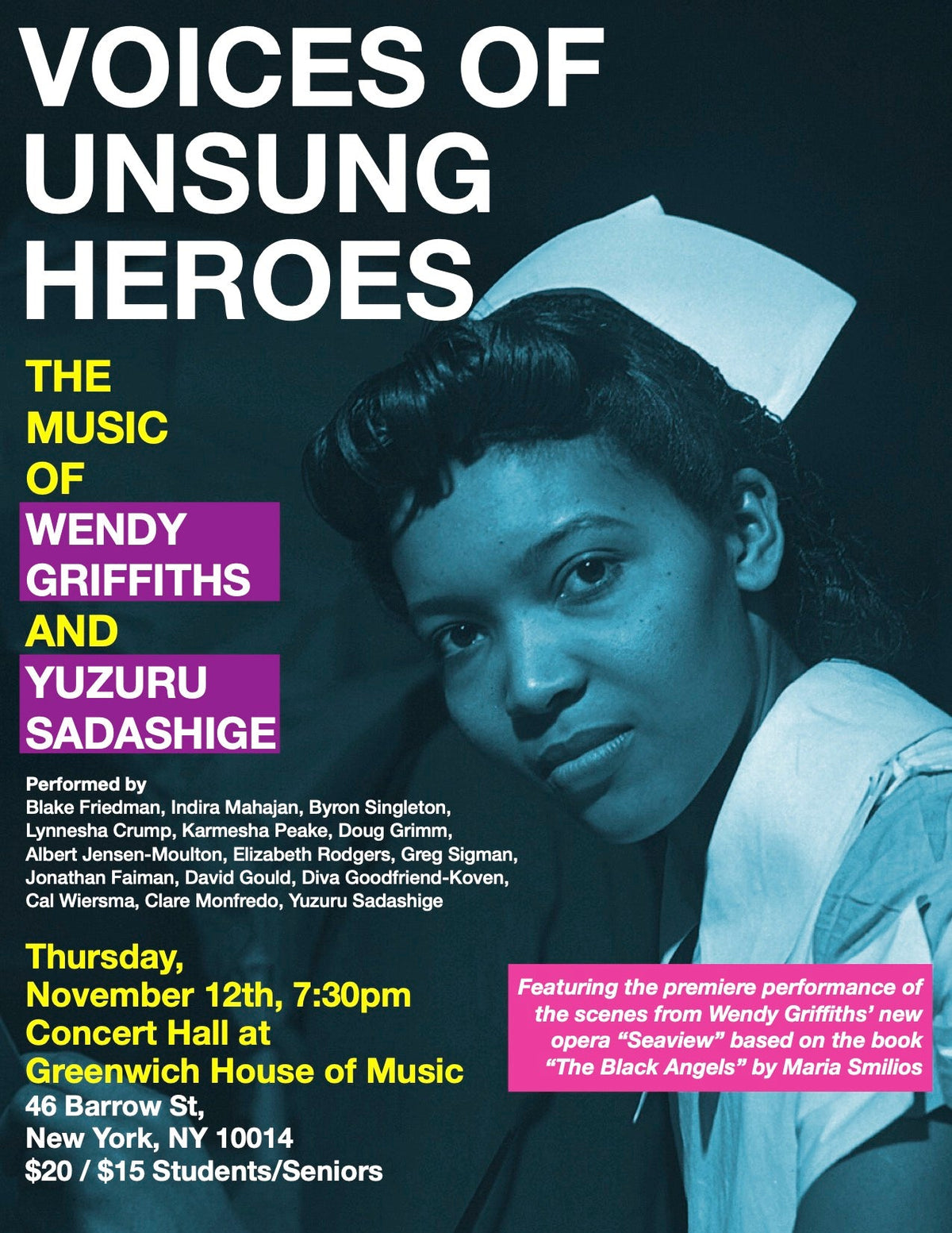 Nov. 12: The Music of Wendy Griffiths on "Voices of Unsung Heroes"