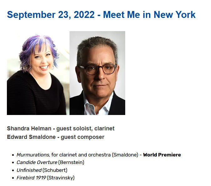 Edward Smaldone's Murmurations for Clarinet and Wind Orchestra, world premiere, Sept. 23rd