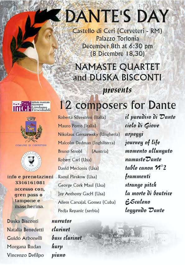 Music of Raoul Pleskow, David Mecionis, and Robert Carl, with Namaste Quartet in Italy, Dec. 8