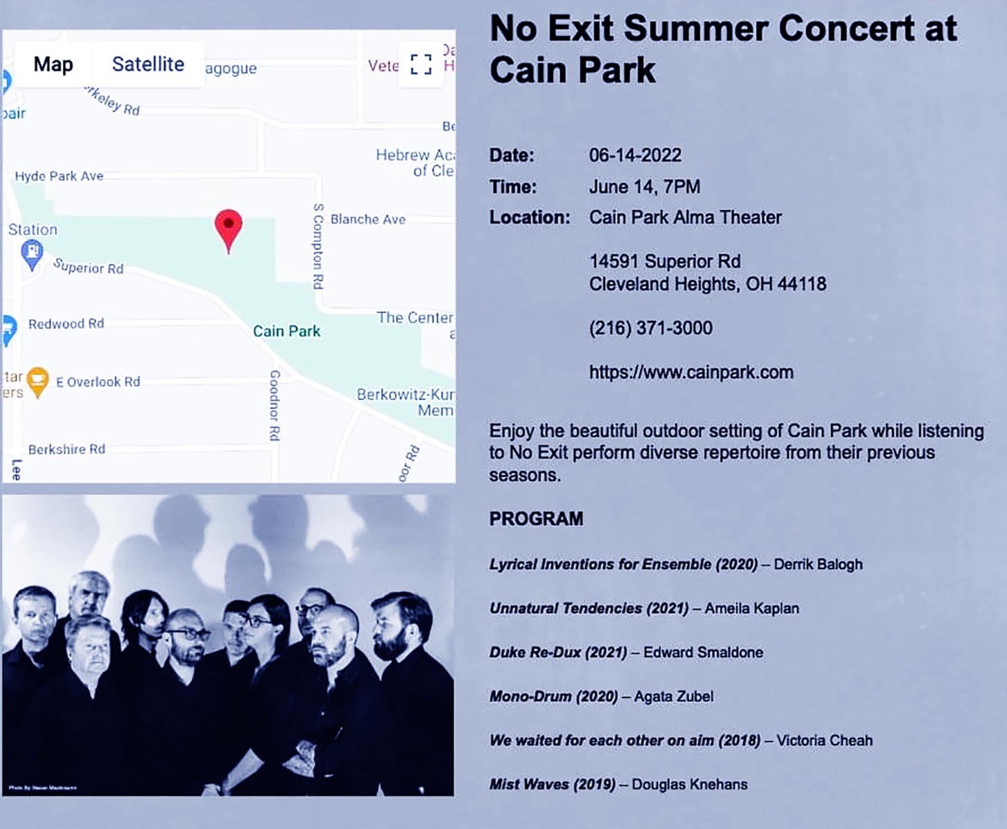 Music of Edward Smaldone, Victoria Cheah, and more, with NO EXIT, June 14