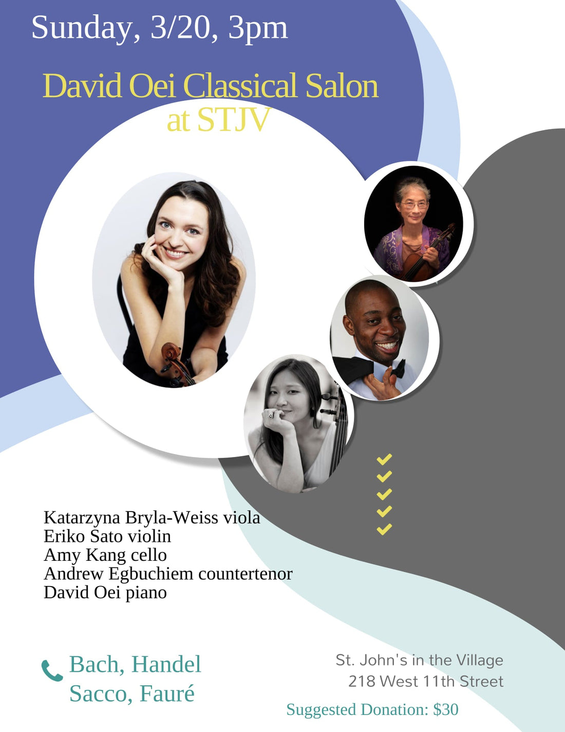 Steven Christopher Sacco - premiere of Kaya Songs at David Oei Classical Salon, March 20