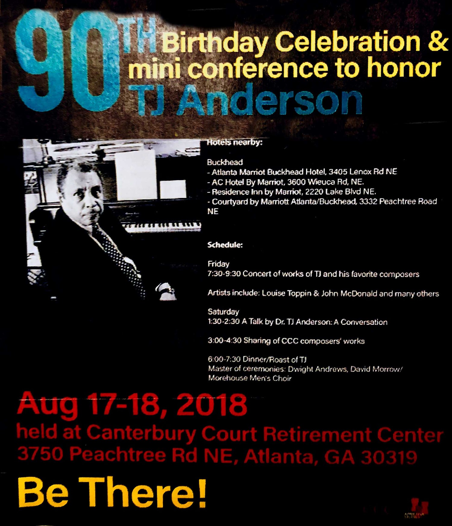 T.J. Anderson, 90th Birthday Celebration in Atlanta, Aug. 17-18