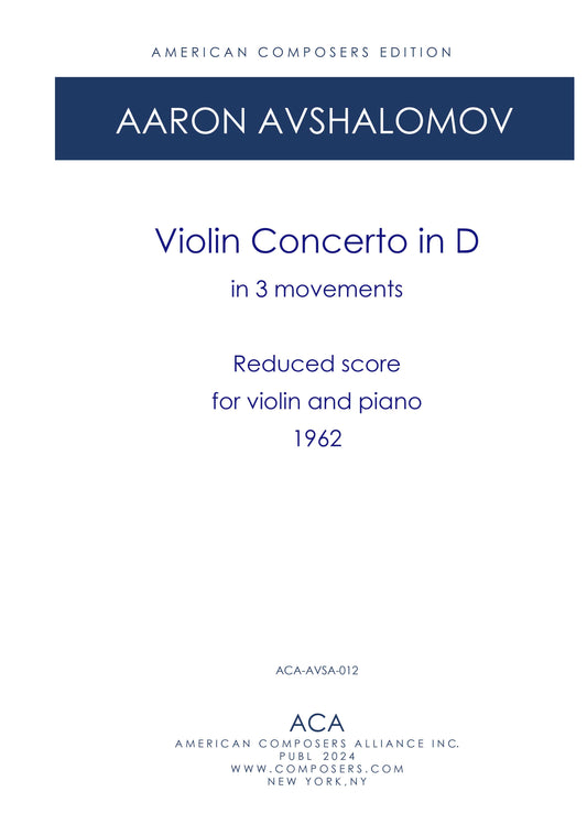 VIOLIN CONCERTO in D (On Chinese Themes) Piano Reduction