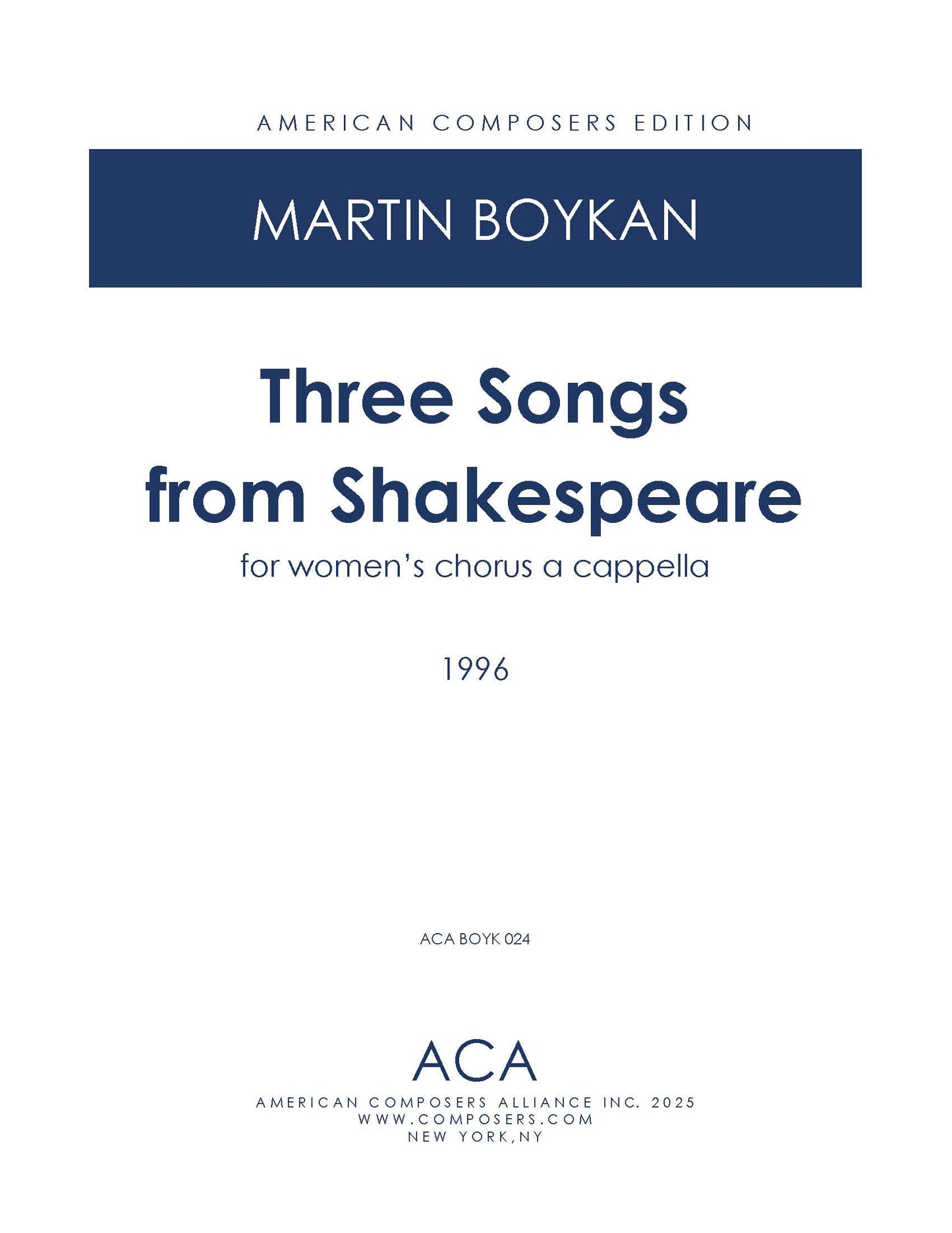 Three Songs from Shakespeare
