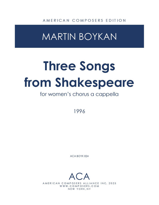 Three Songs from Shakespeare