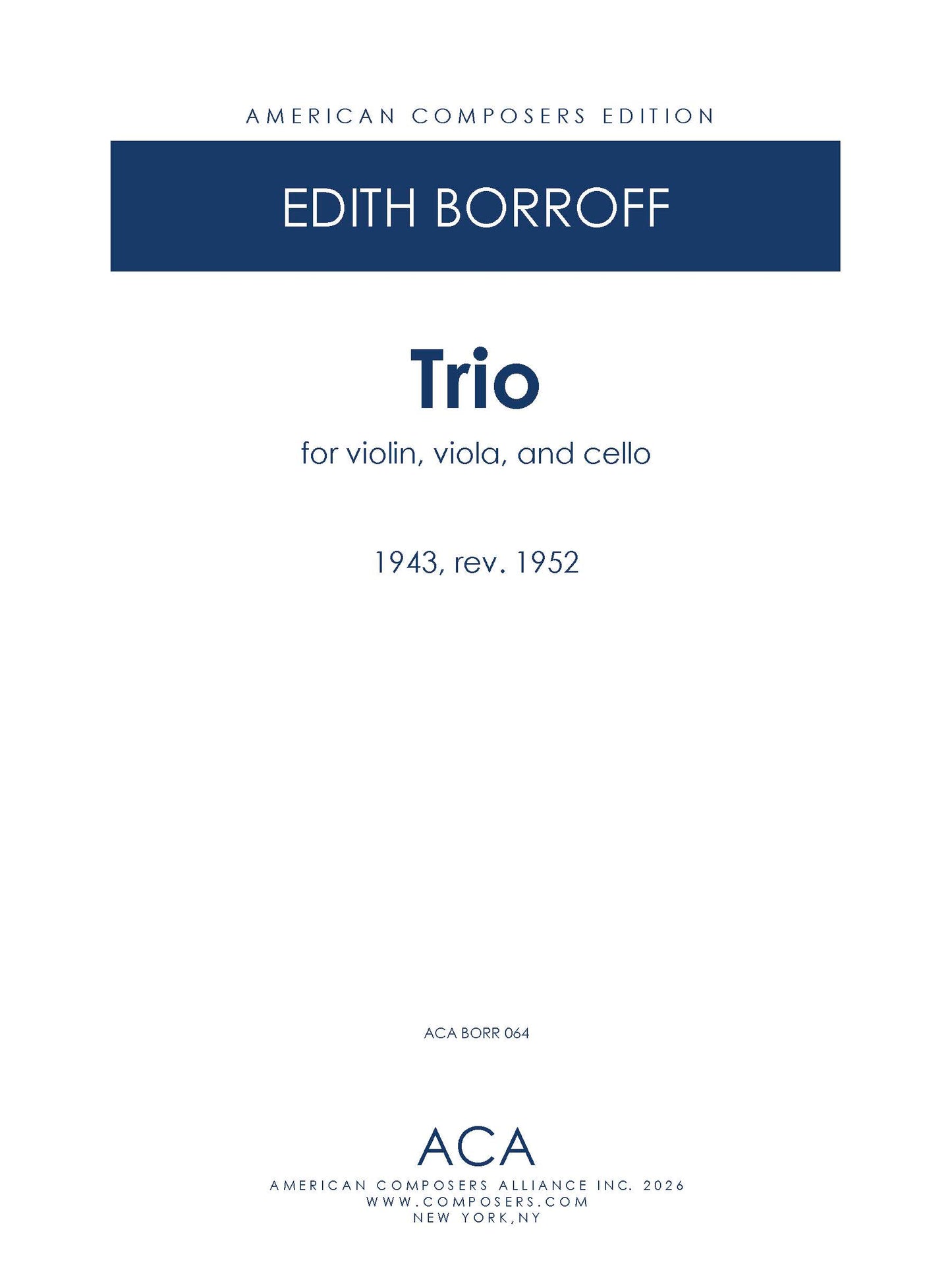 TRIO FOR VIOLIN, VIOLA, AND CELLO