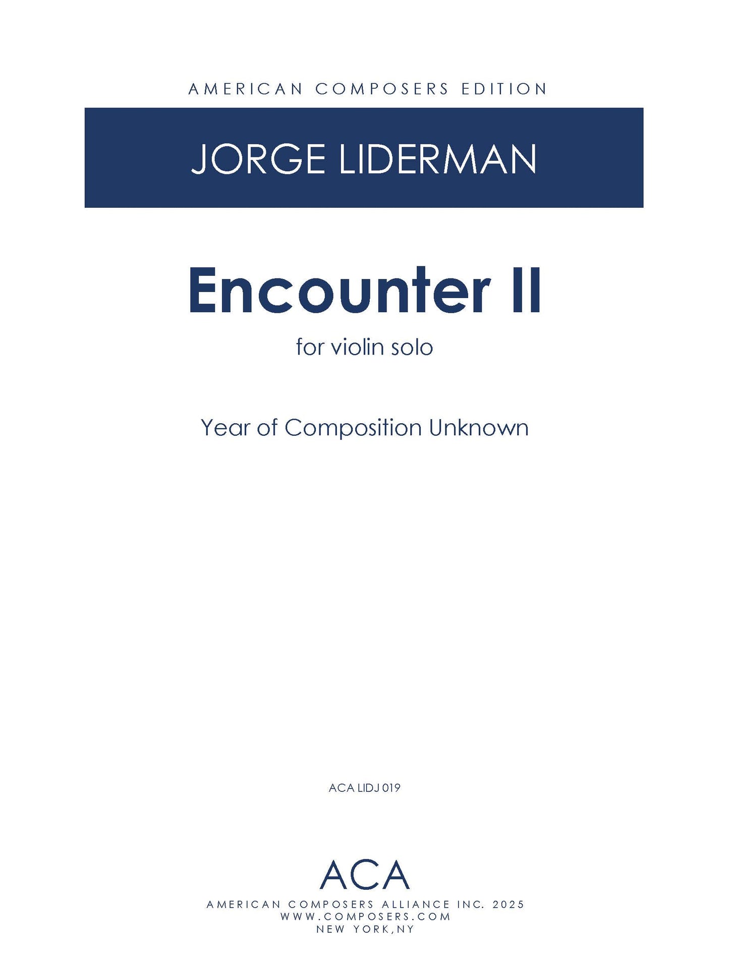 Encounter II for Violin Solo
