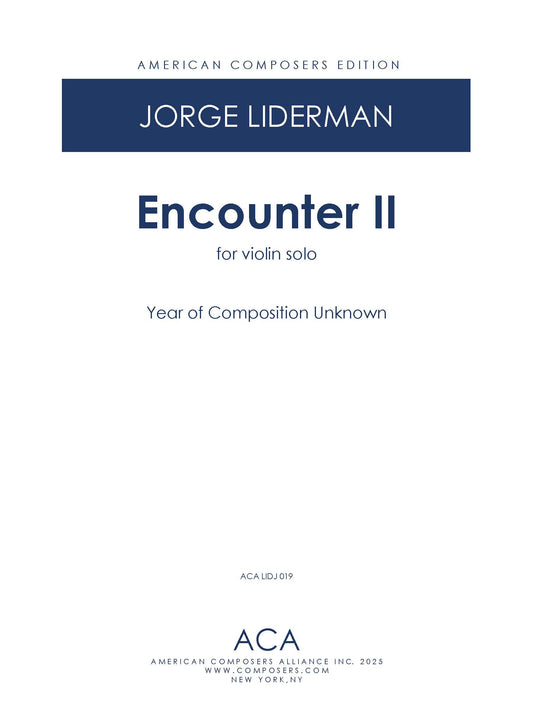 Encounter II for Violin Solo