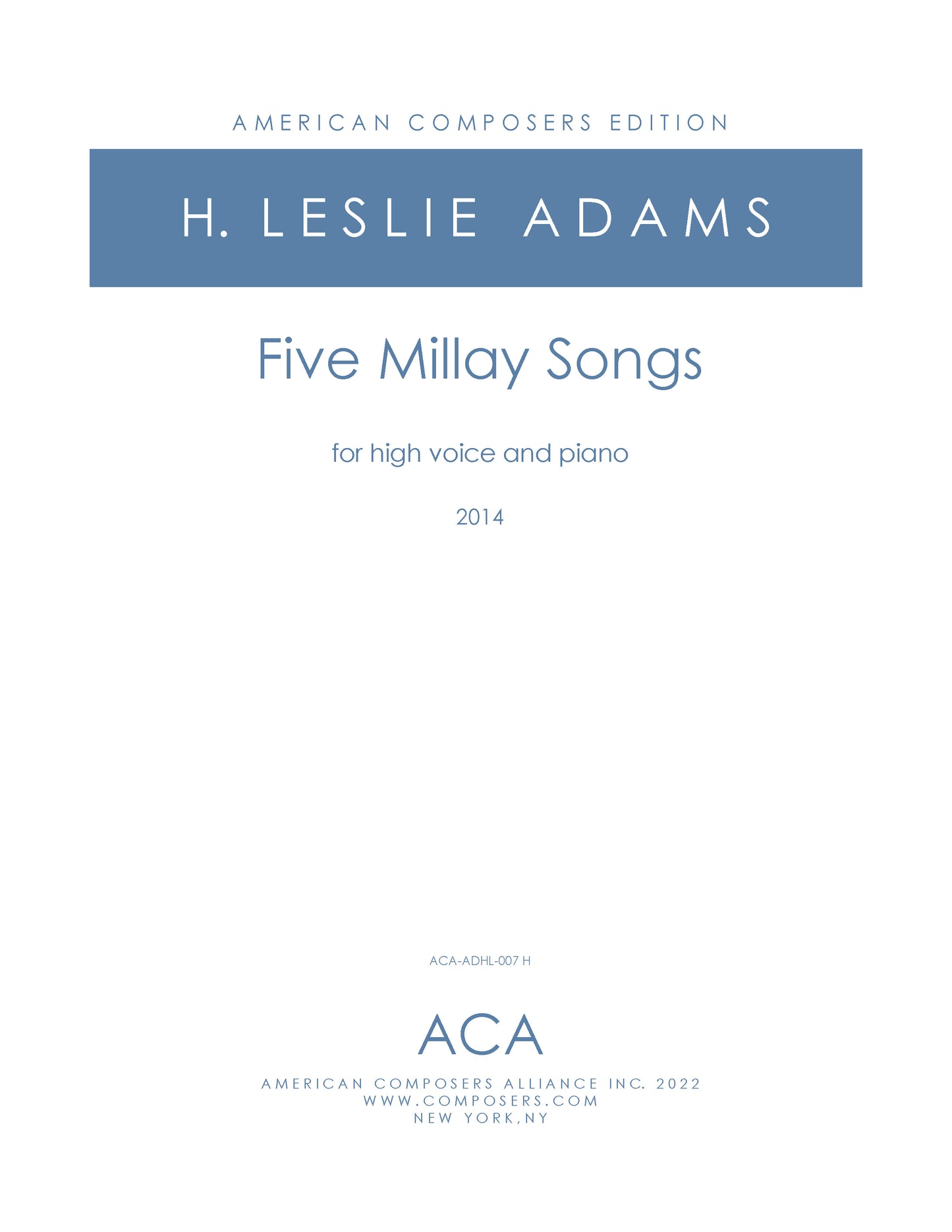 Five Millay Songs (High Voice)