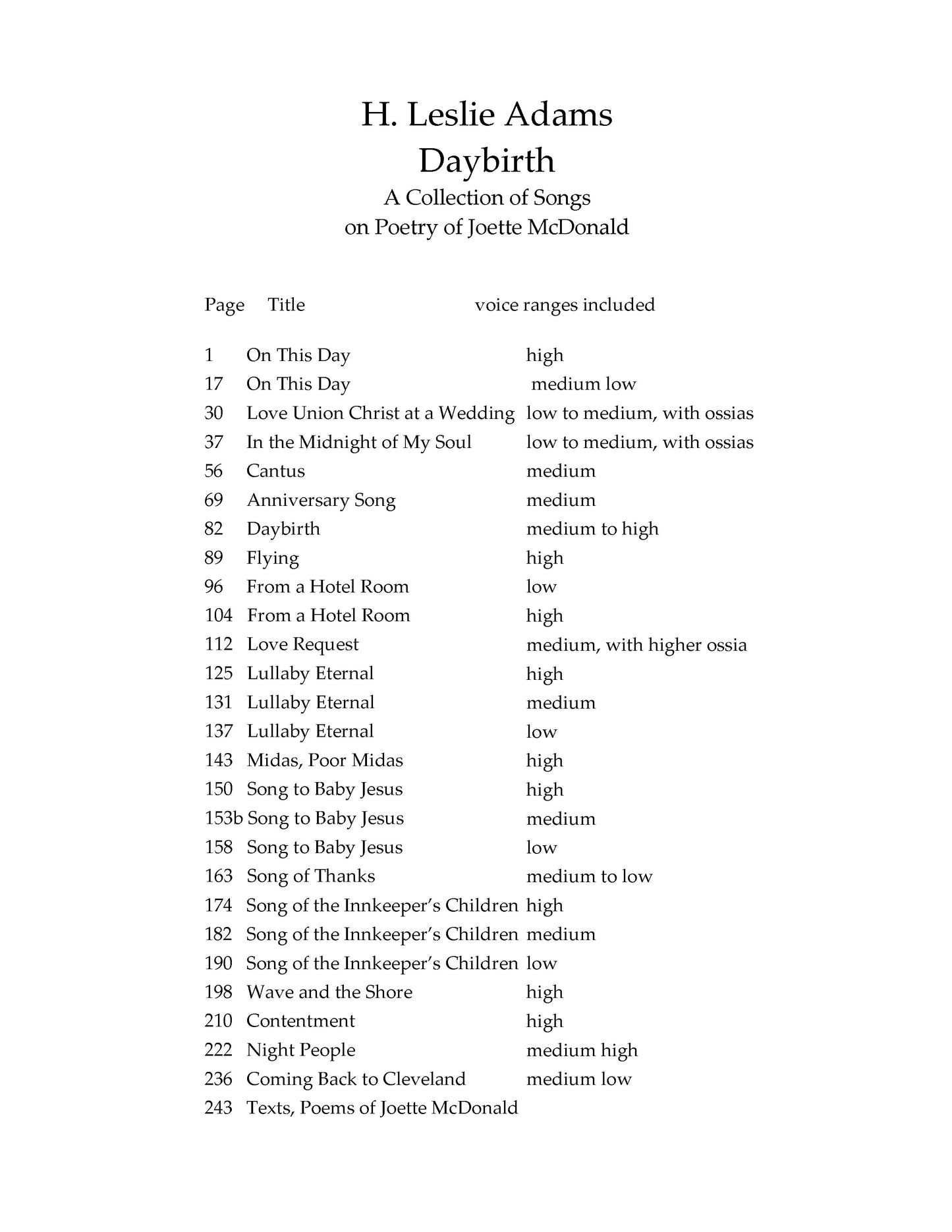 DAYBIRTH: Complete Collection of 18 Songs