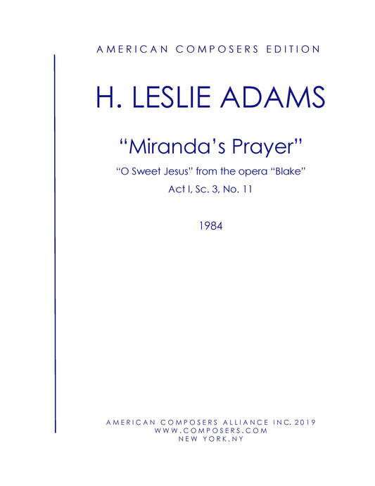 BLAKE 11 - Miranda's Prayer: O Sweet Jesus