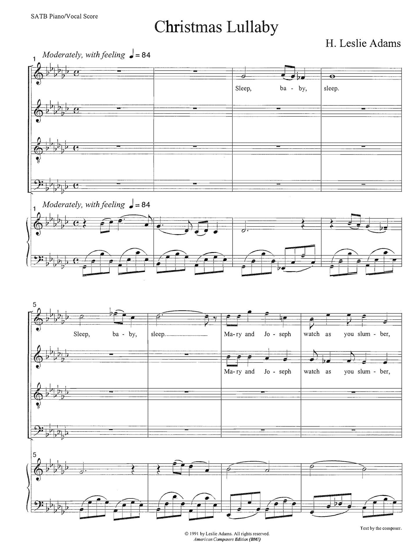 Christmas Lullaby: Sleep Baby Sleep (SATB)