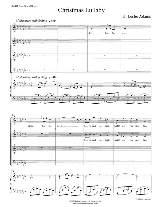 Christmas Lullaby: Sleep Baby Sleep (SATB)