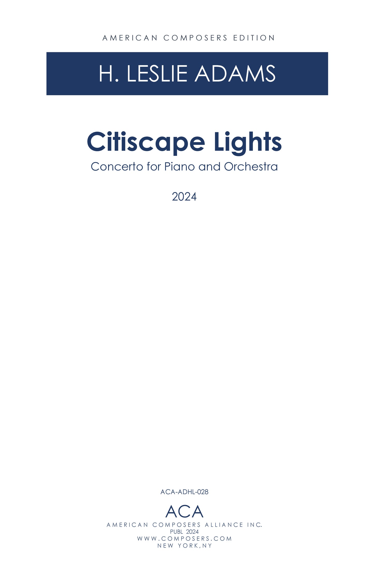 CITISCAPE LIGHTS: Concerto for Piano