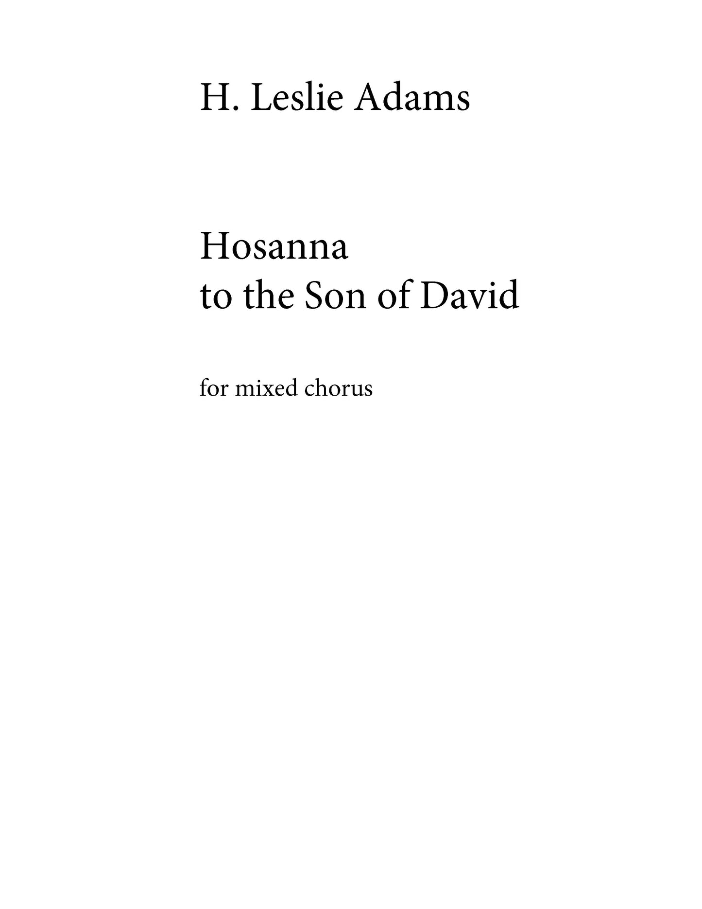 Hosanna to the Son of David