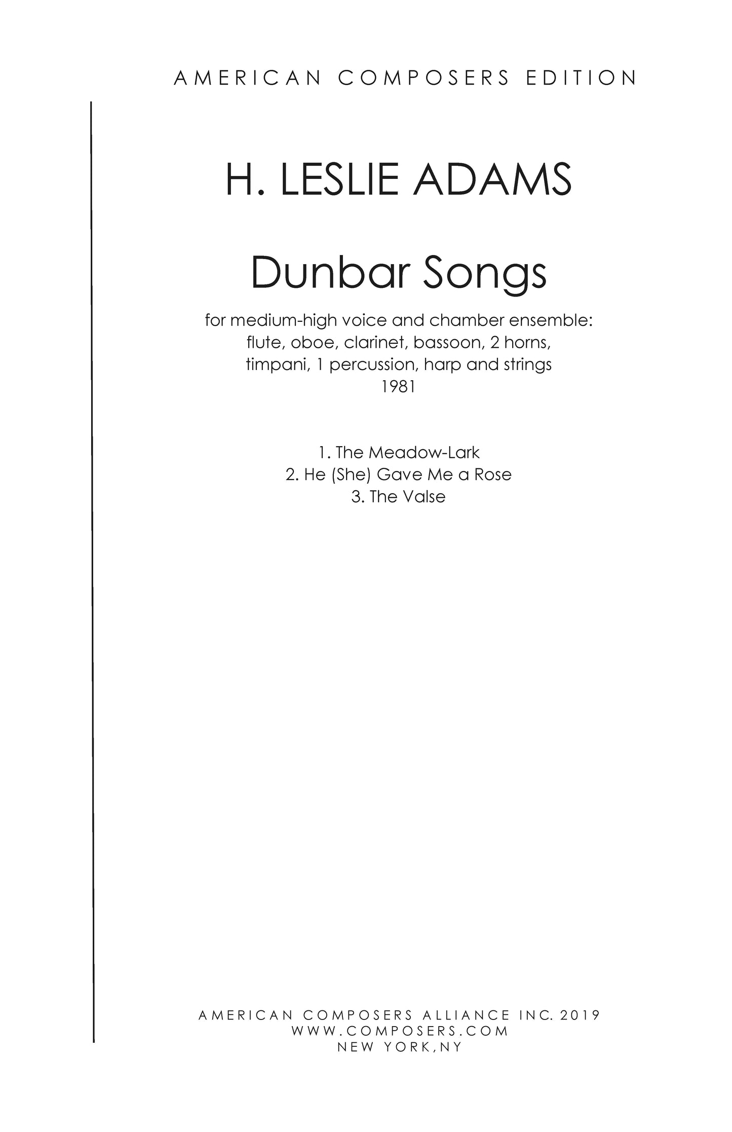 DUNBAR SONGS (Orchestrated)