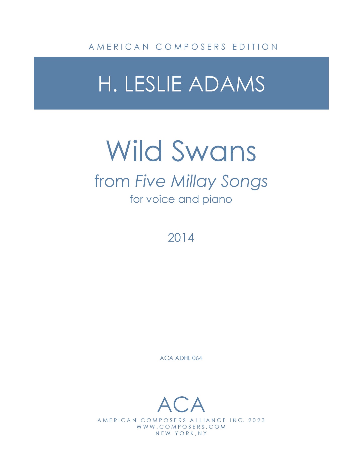 FIVE MILLAY SONGS: Wild Swans