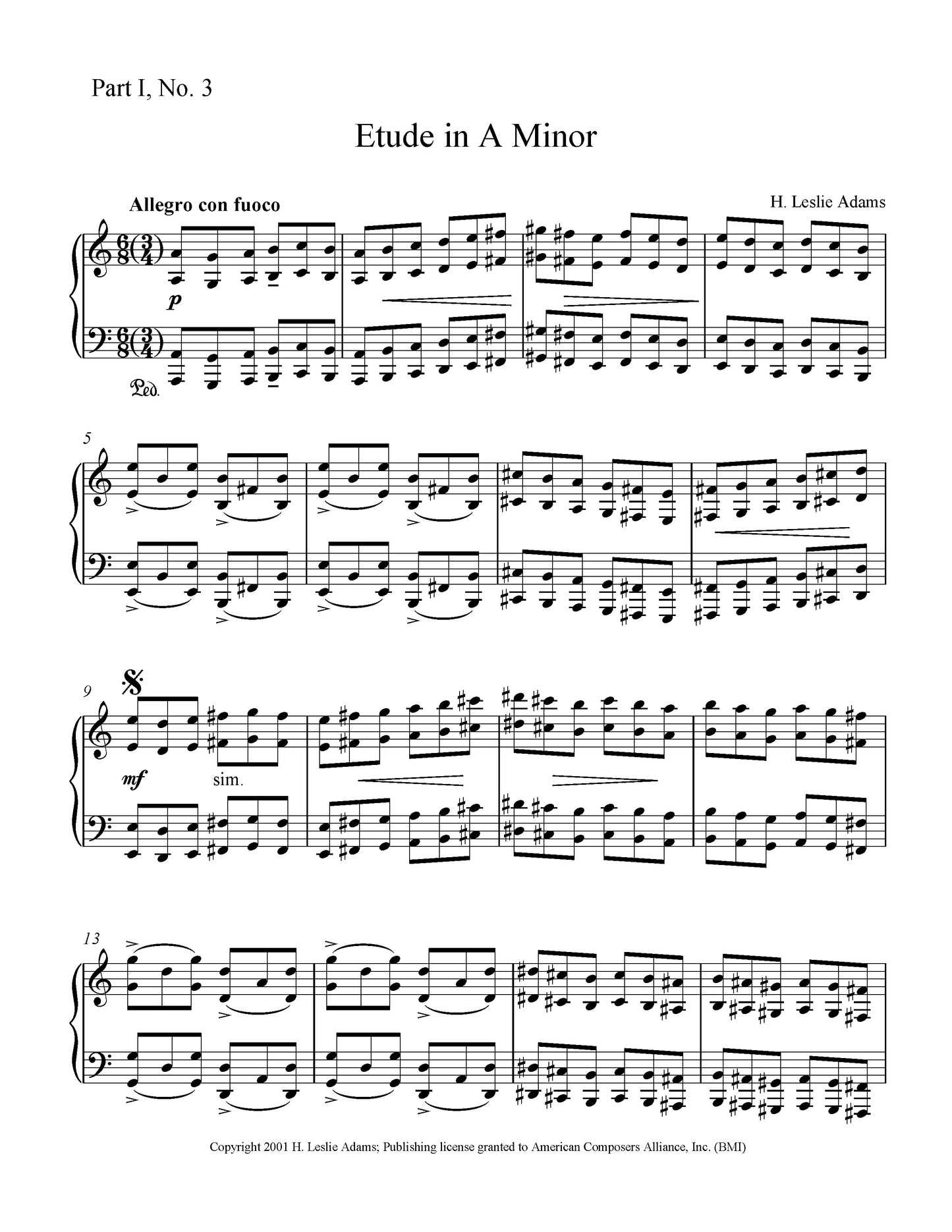 Etude in A Minor (Part I, No. 3)