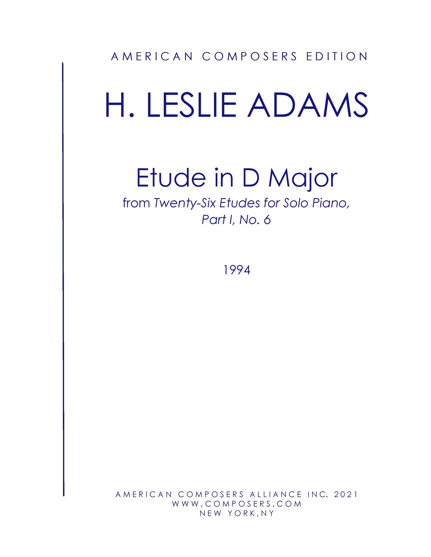 Etude in D Major (Part I, No. 6)