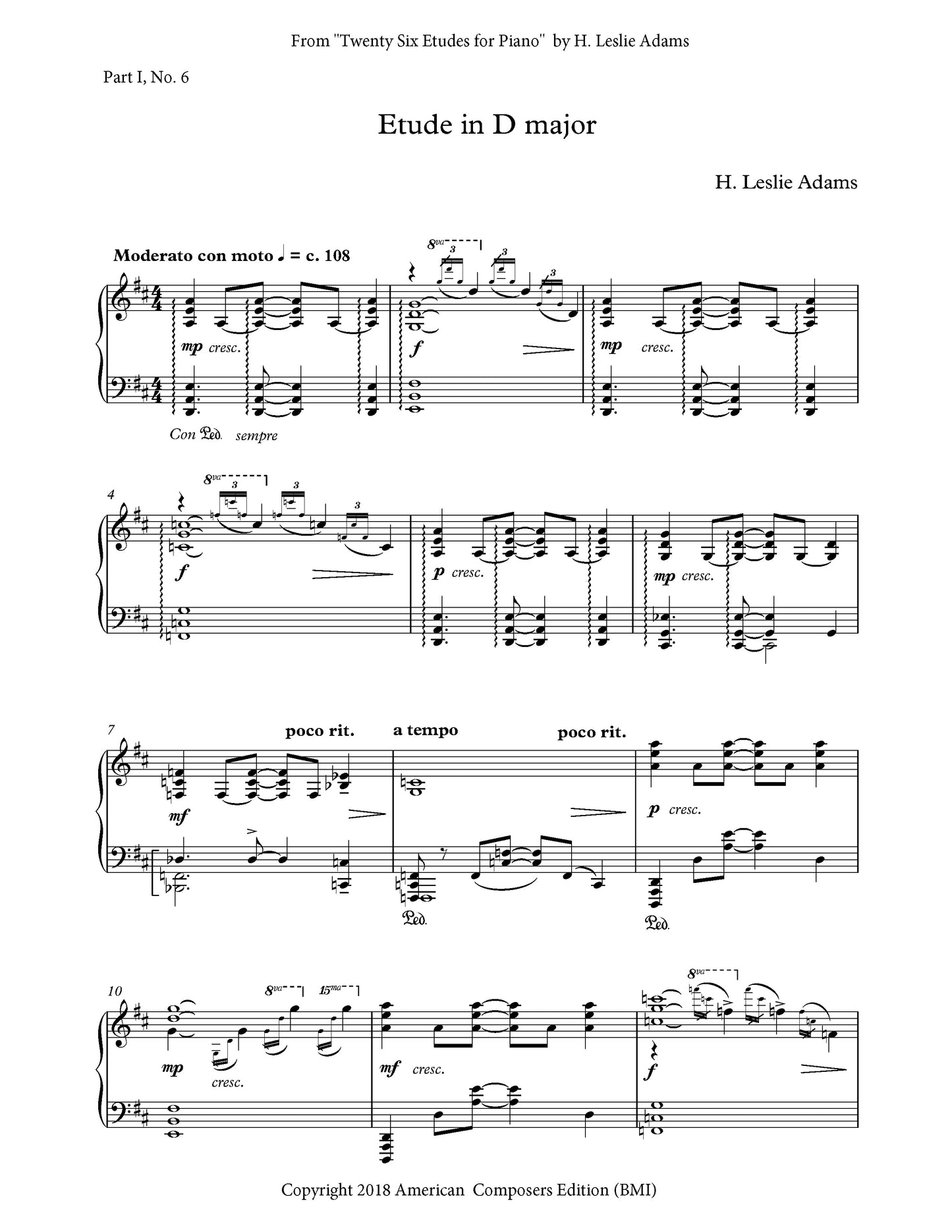 Etude in D Major (Part I, No. 6)