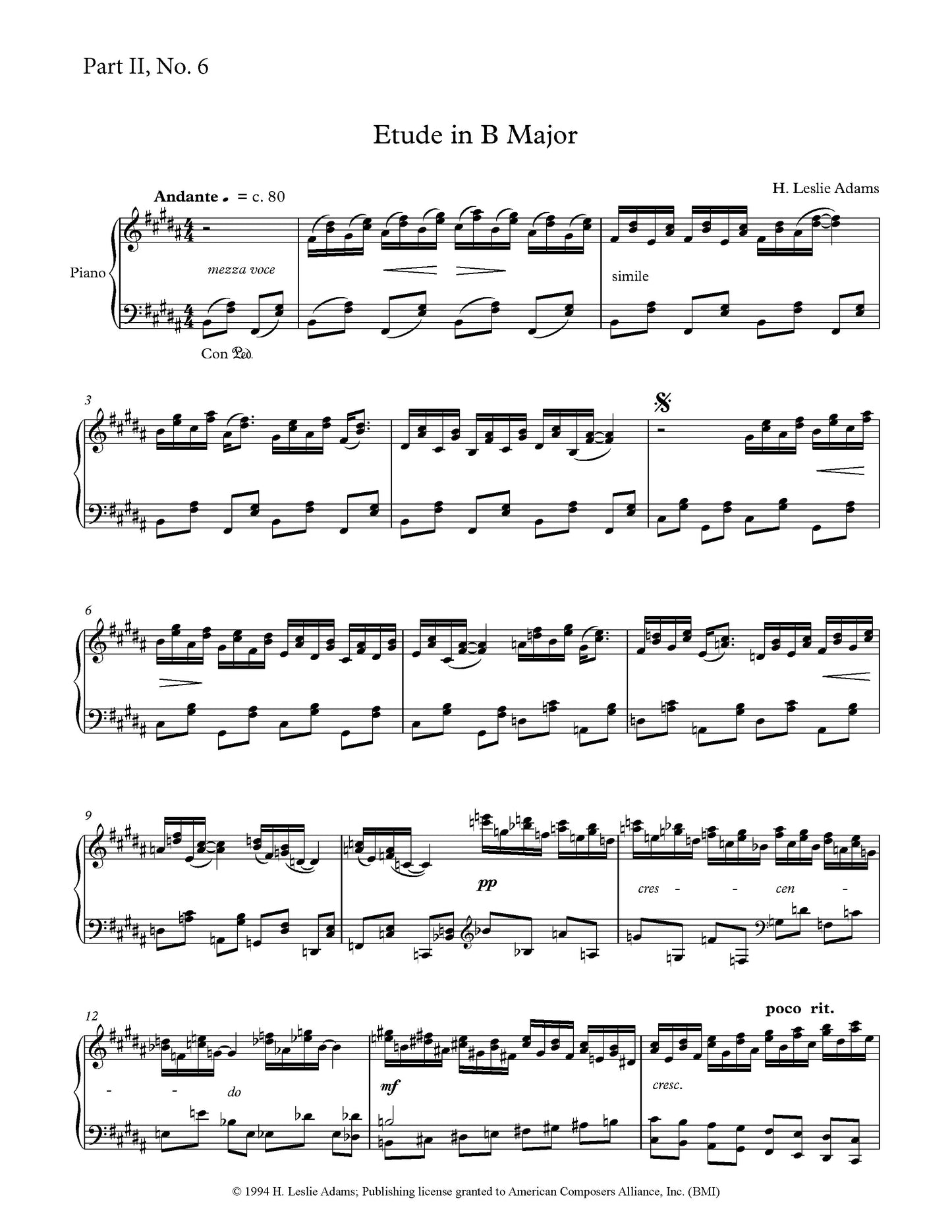 Etude in B Major (Part II, No. 6)