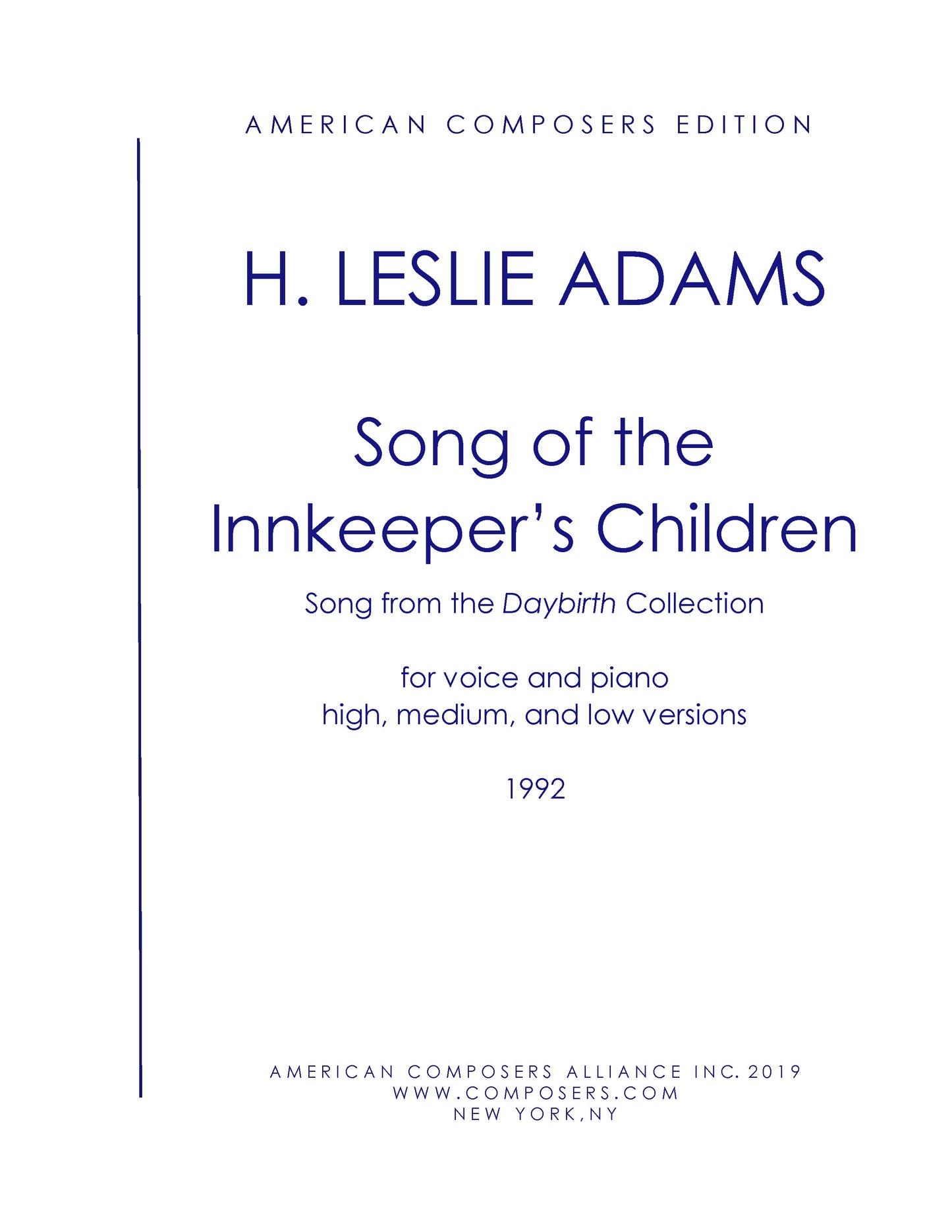 Song of the Innkeeper's Children (from Daybirth)