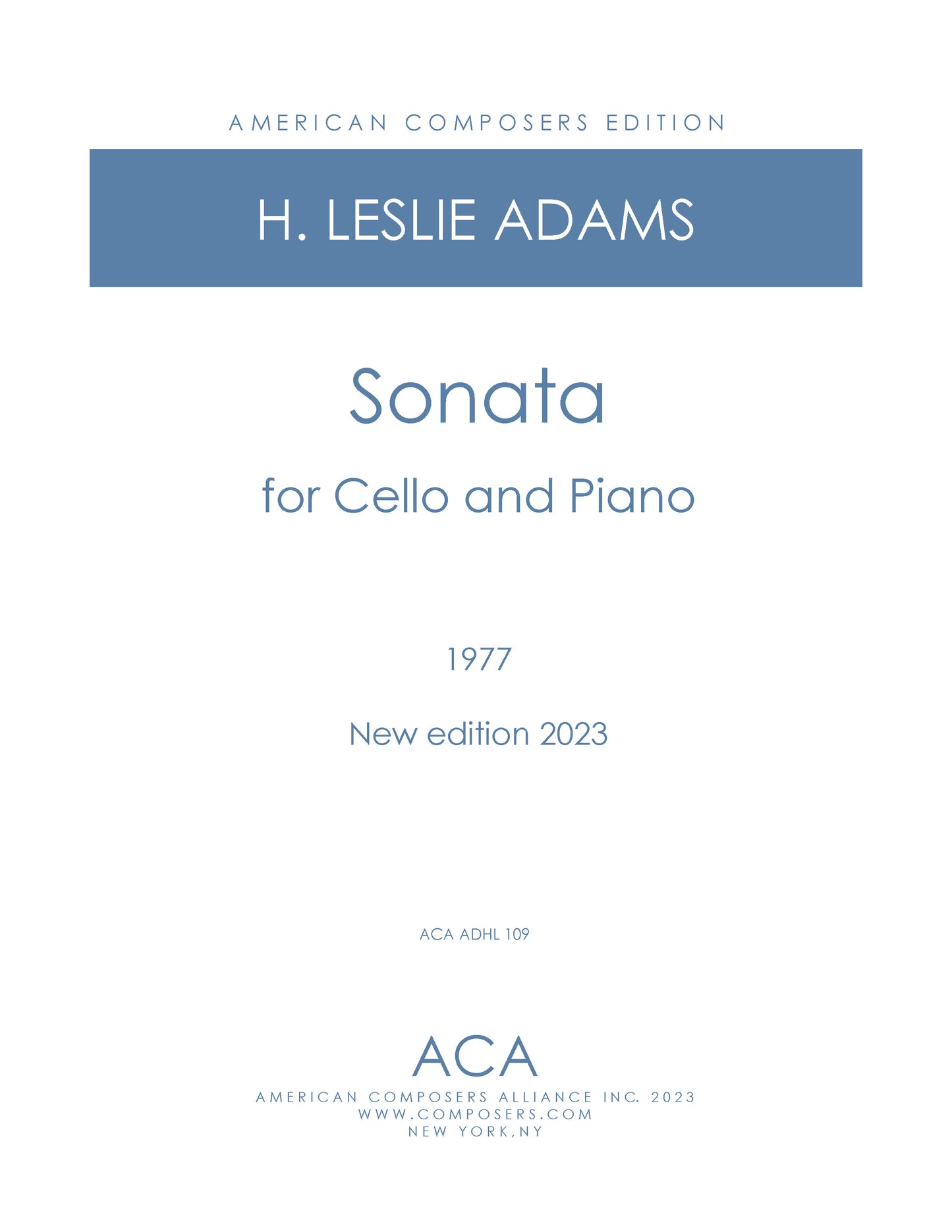 SONATA for Cello and Piano