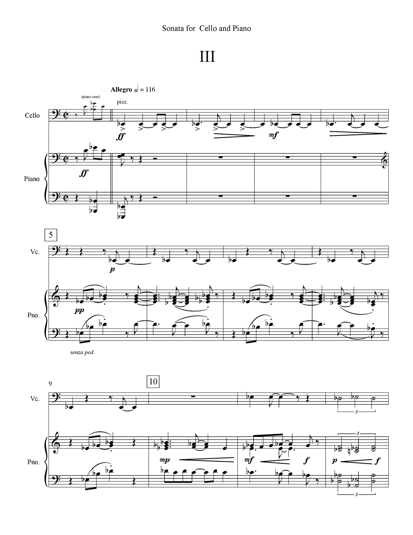 SONATA for Cello and Piano