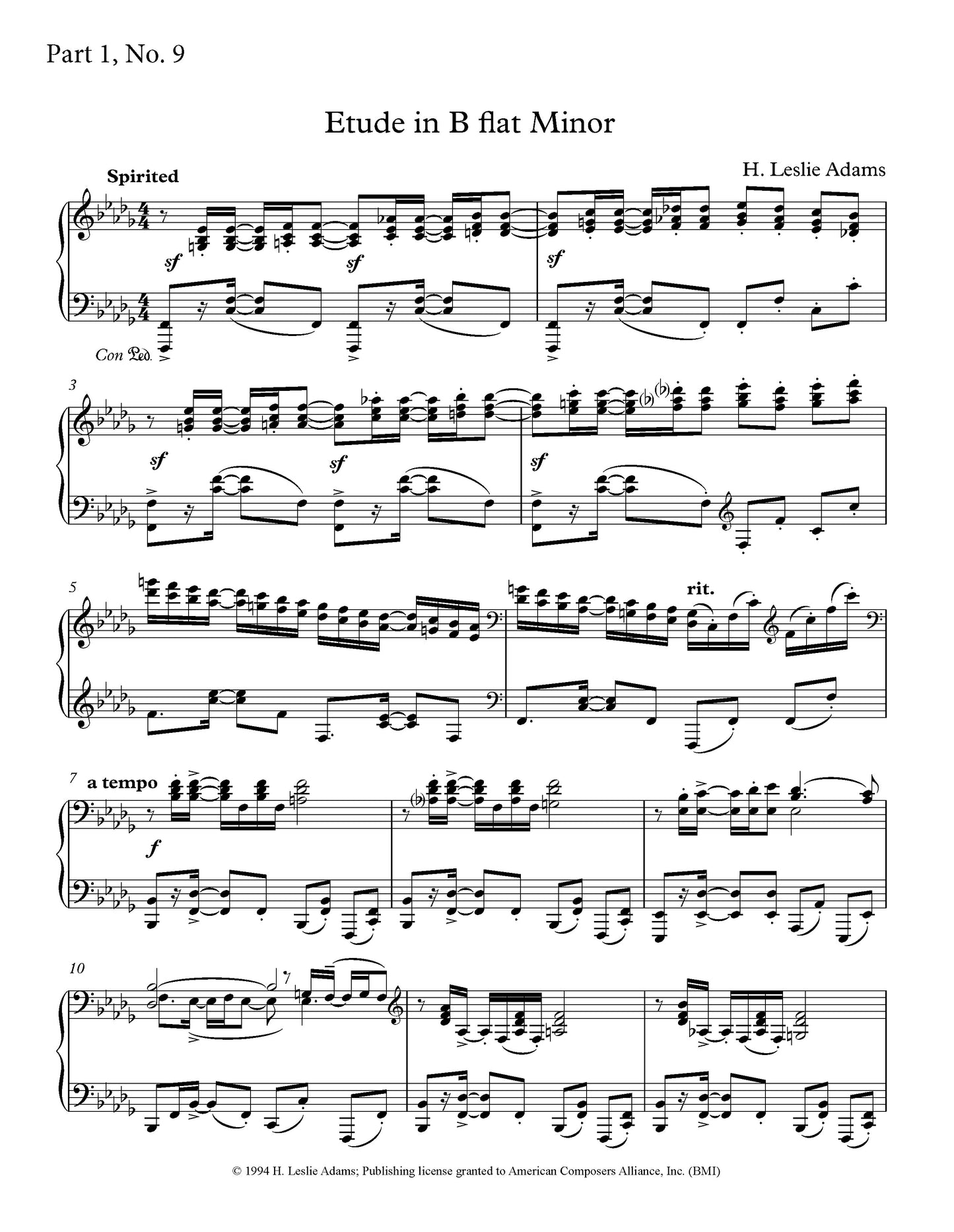 Etude in B-Flat Minor (Part I, No. 9)