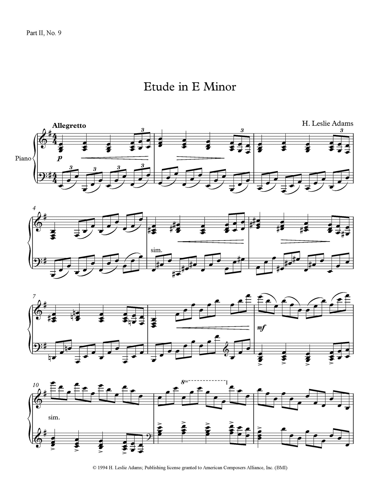 Etude in E Minor (Part II, No. 9)