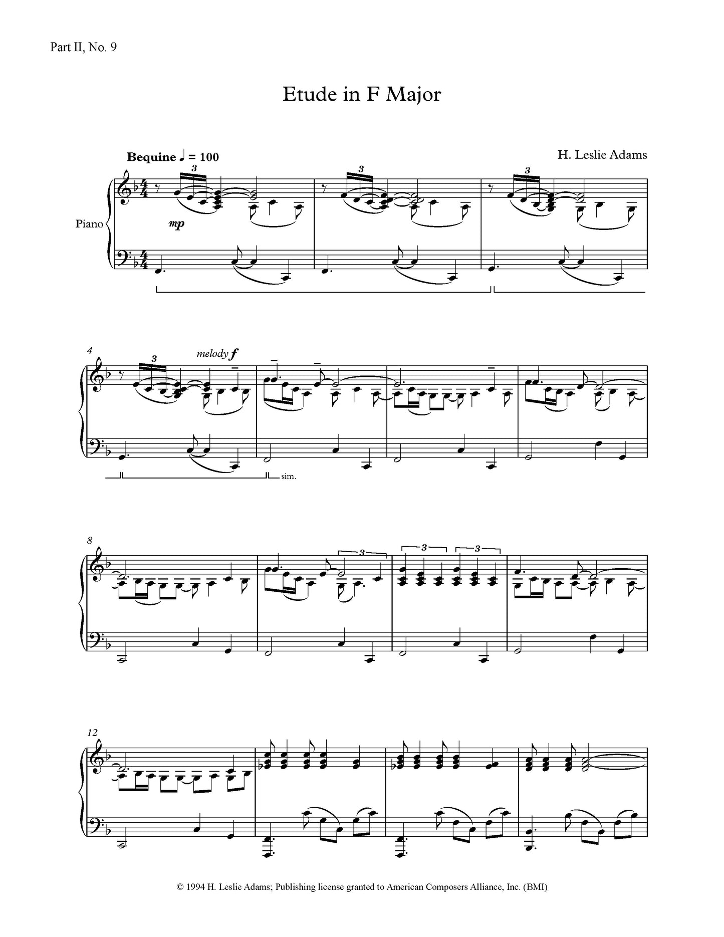 Etude in F Major (Part II, No. 12)