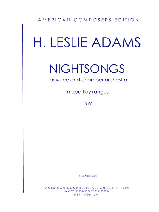 NIGHTSONGS (with Chamber Orchestra): Mixed voice - hlm mhm