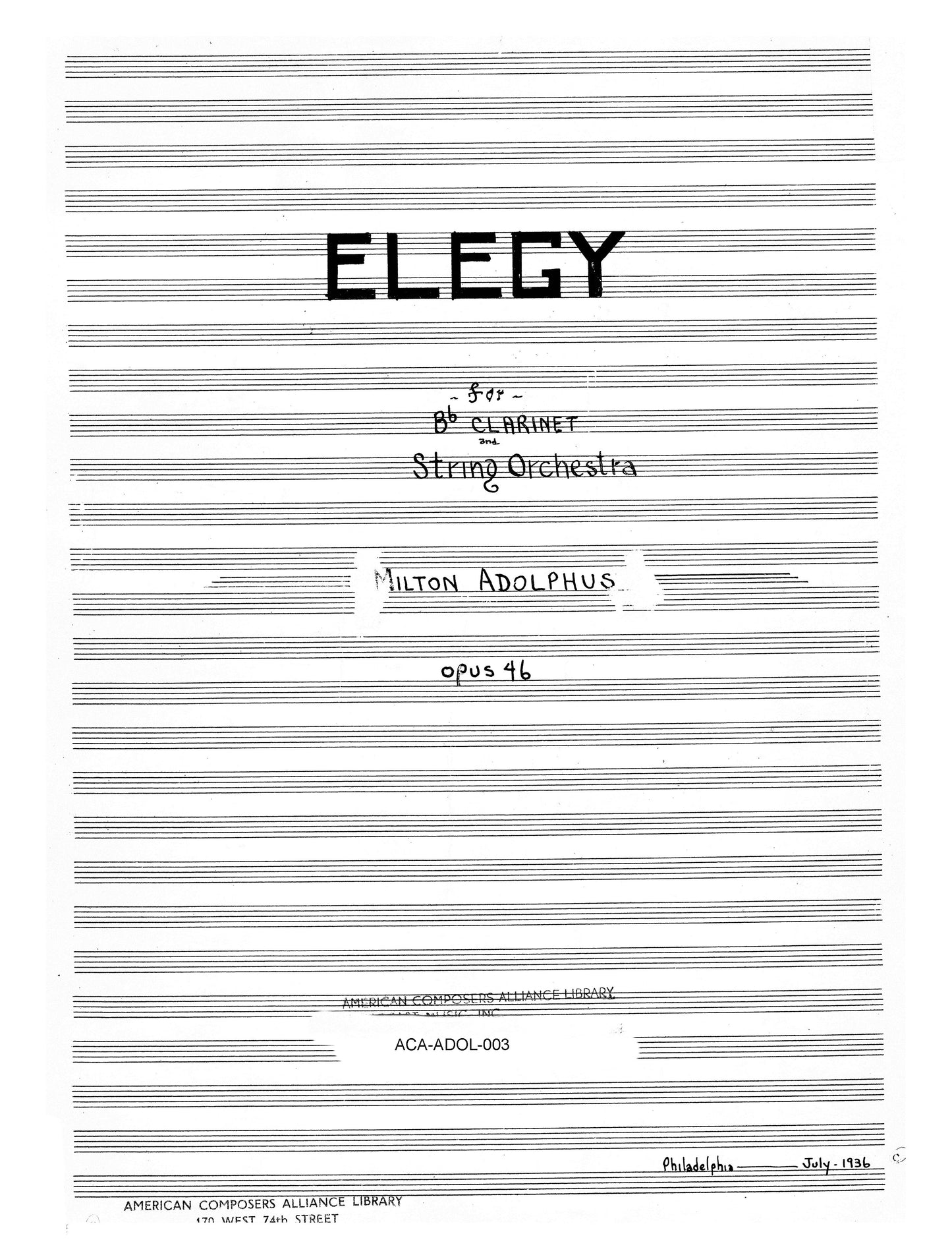 ELEGY, OP.46