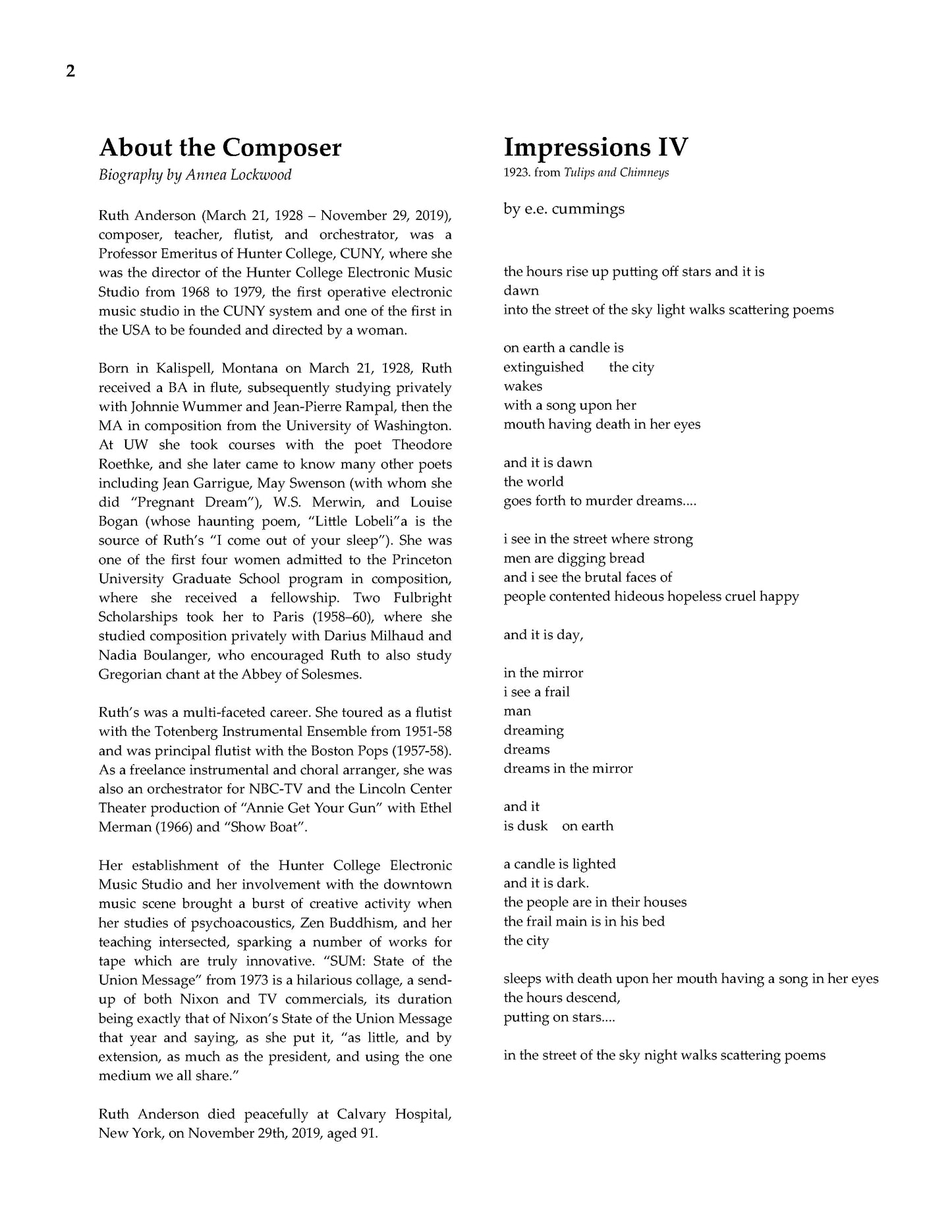 Impression IV for Soprano and Piano