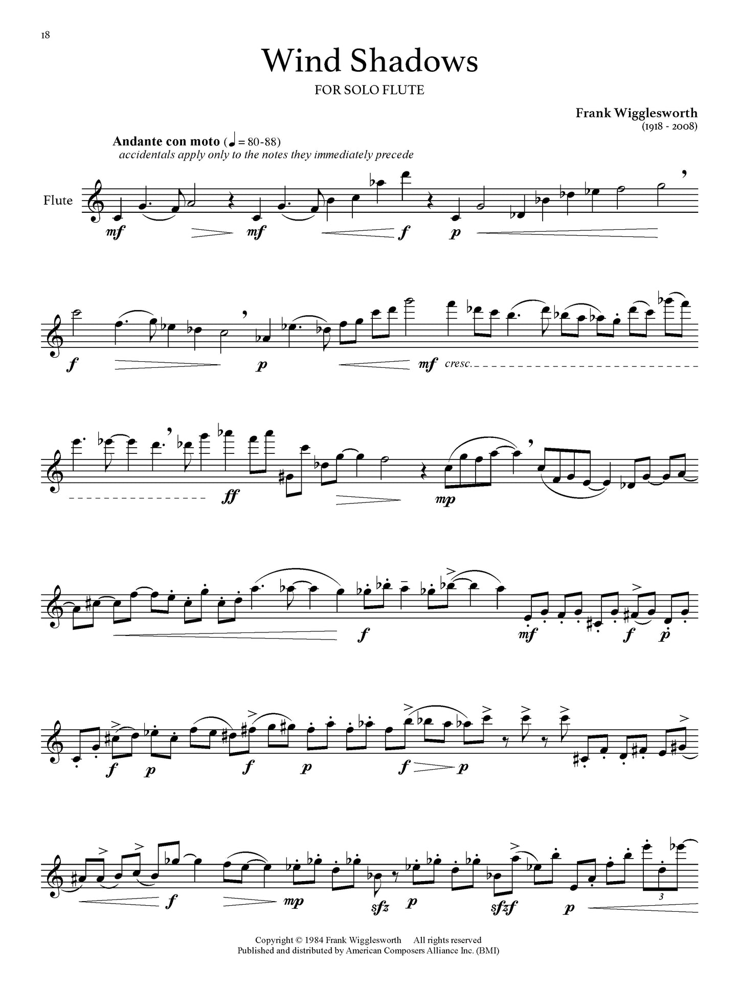 Flute Works by American Composers: 12 Pieces for Flute Alone