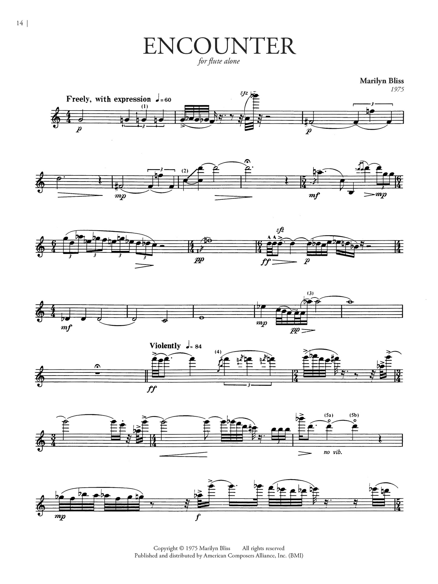 Flute Music of New York (NYWC): Nine Pieces for Flute Alone