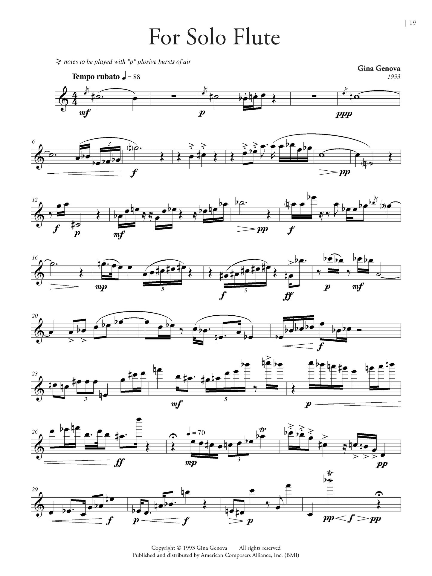 Flute Music of New York (NYWC): Nine Pieces for Flute Alone