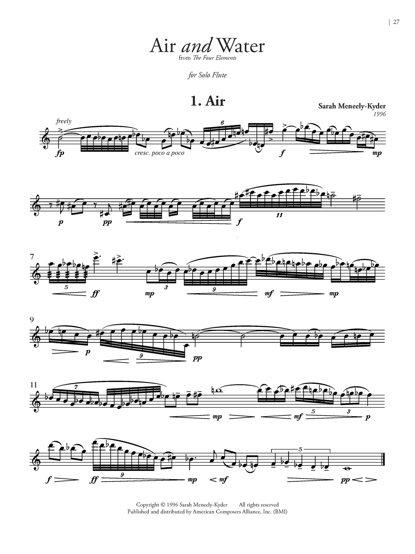 Flute Music of New York (NYWC): Nine Pieces for Flute Alone