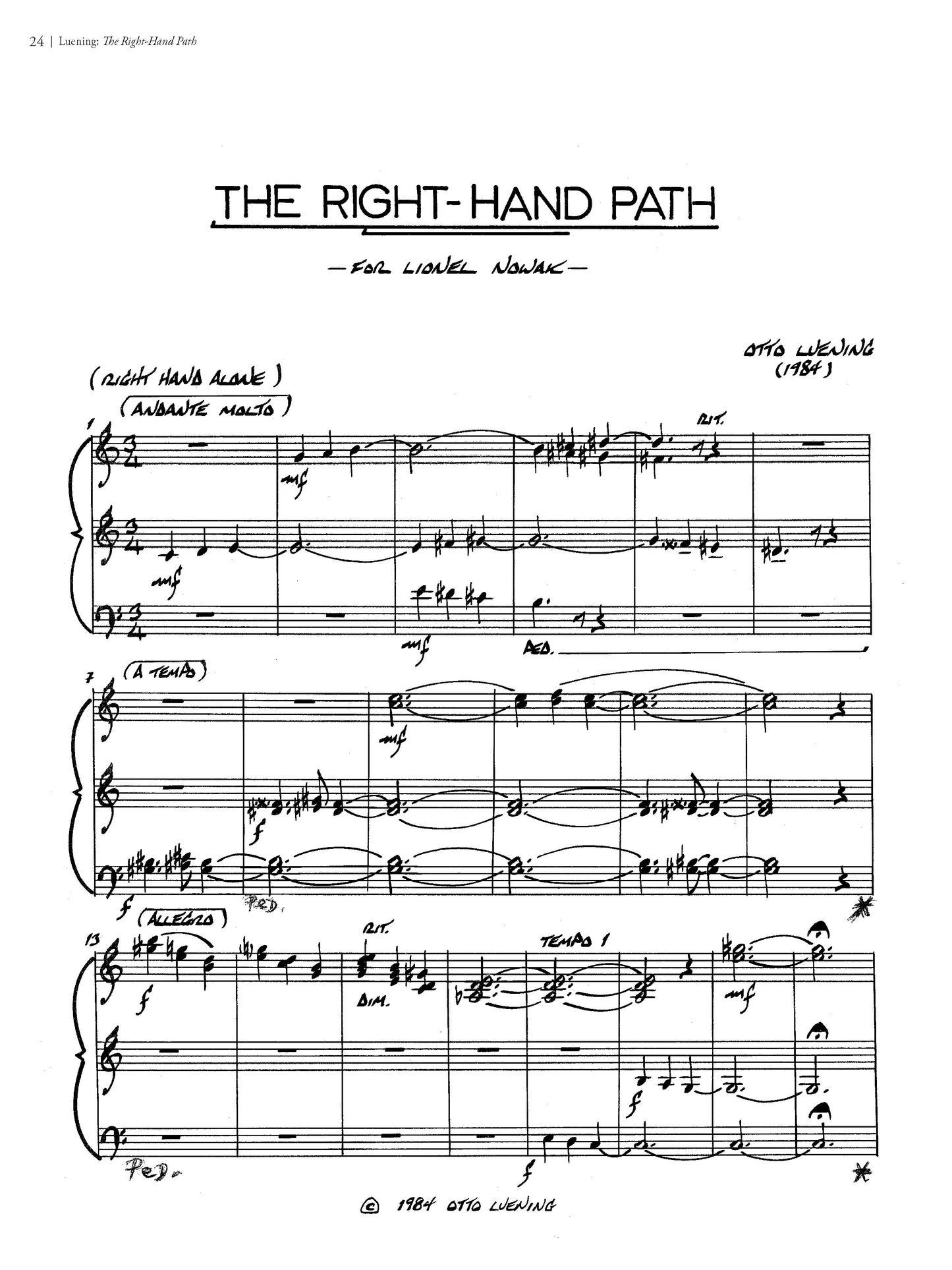 One Hand at a Time: 19 Pieces for Piano for Left-Hand or Right-Hand Only