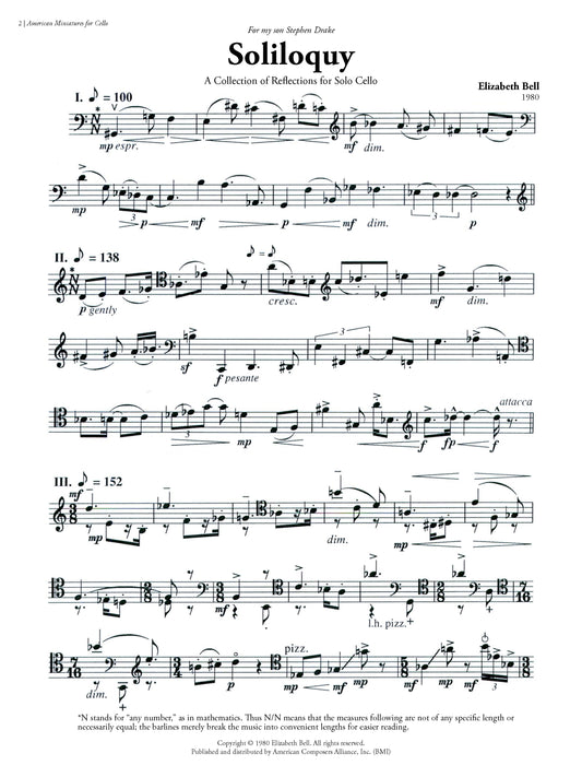 American Miniatures for Cello: 15 Pieces for Violoncello Alone