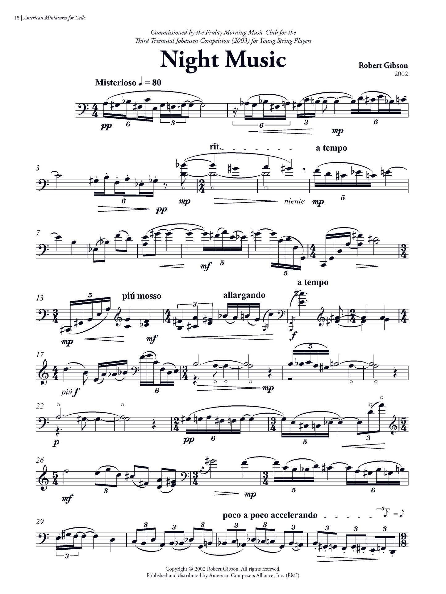 American Miniatures for Cello: 15 Pieces for Violoncello Alone