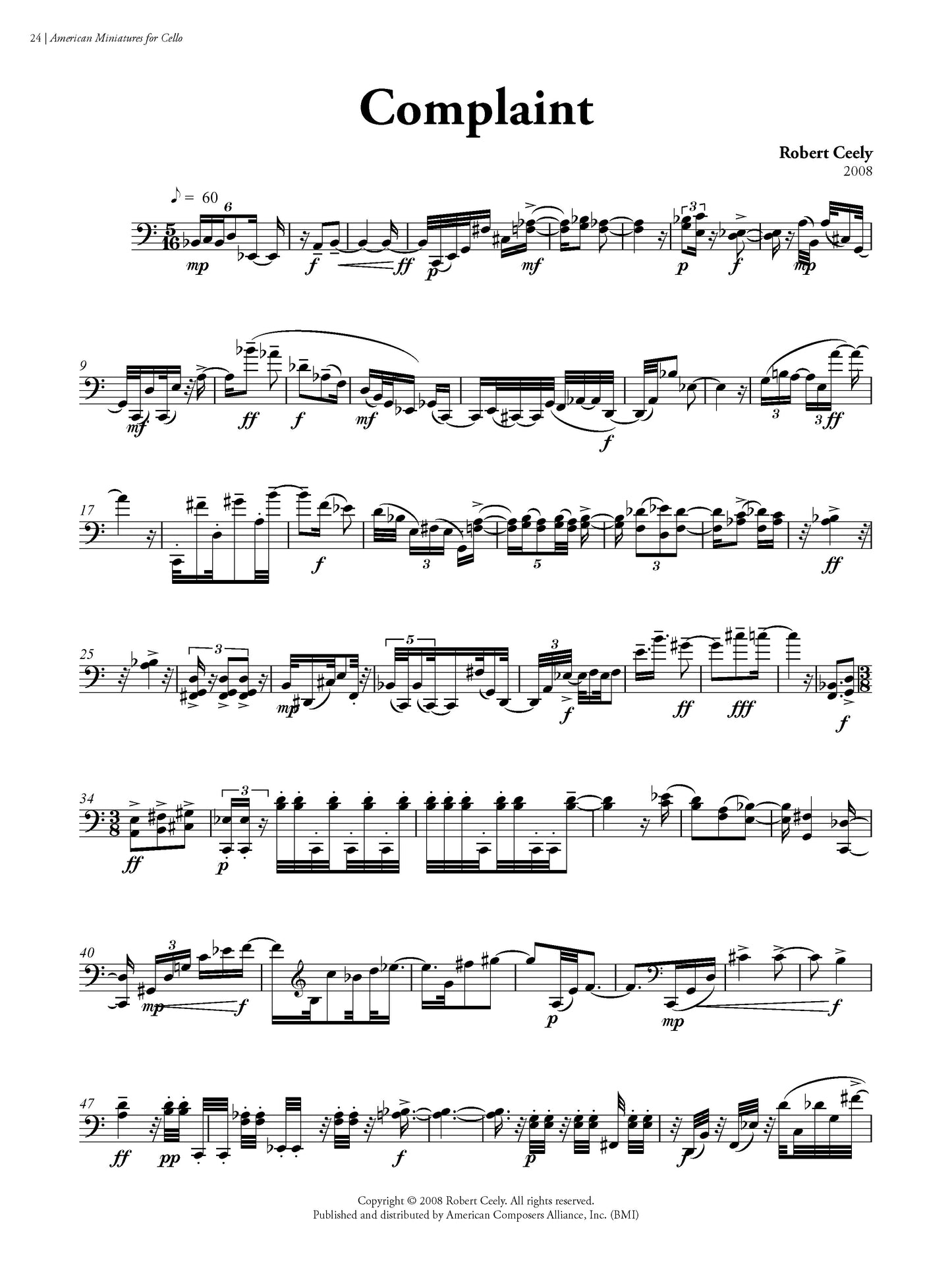 American Miniatures for Cello: 15 Pieces for Violoncello Alone