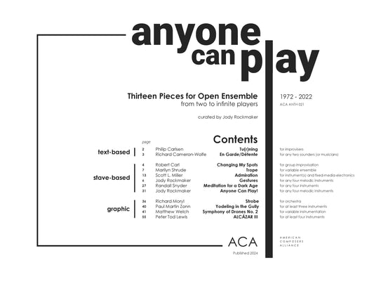 Anyone Can Play: Thirteen Pieces for Open Ensemble