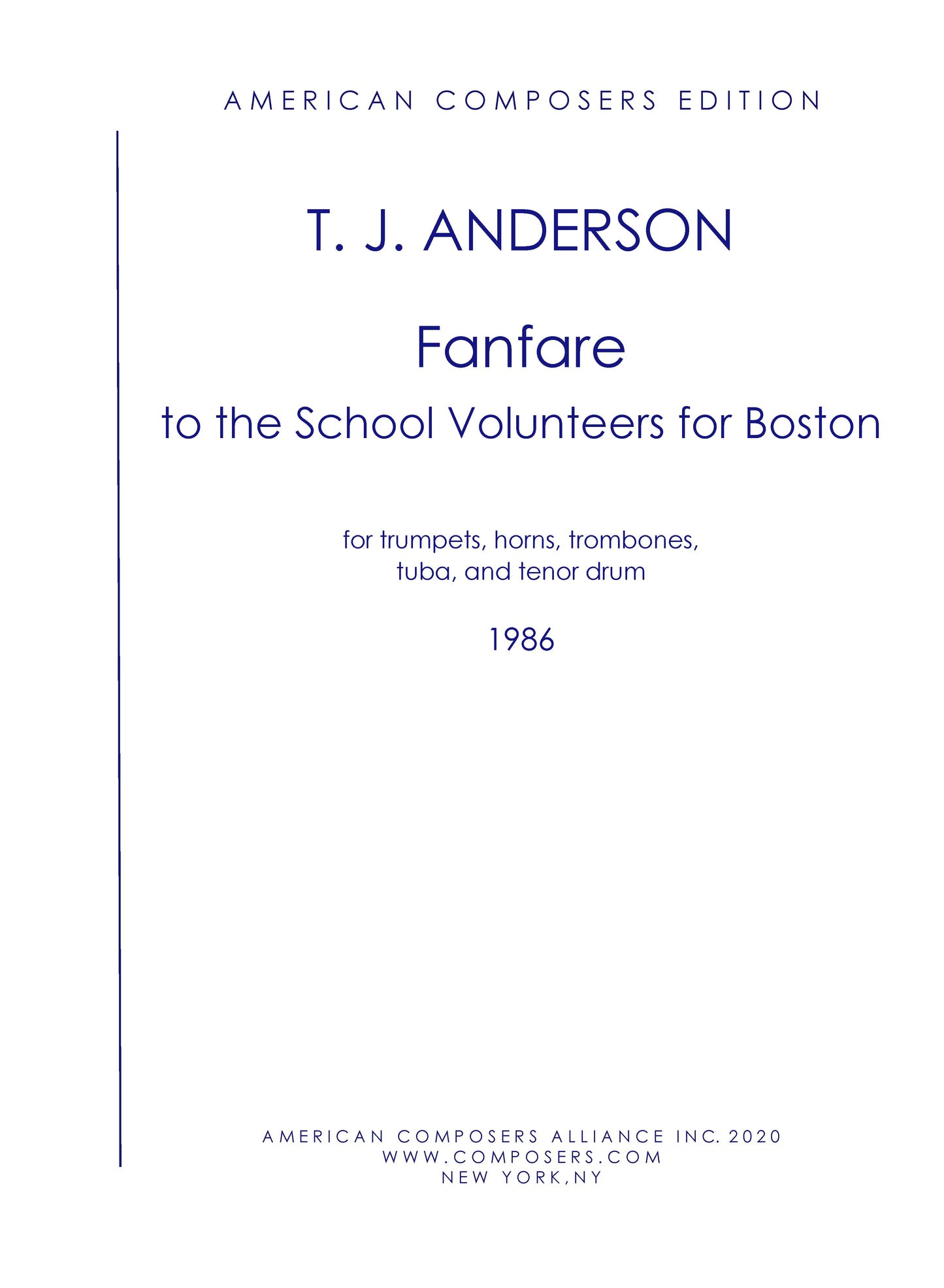 FANFARE TO THE SCHOOL VOLUNTEERS FOR BOSTON