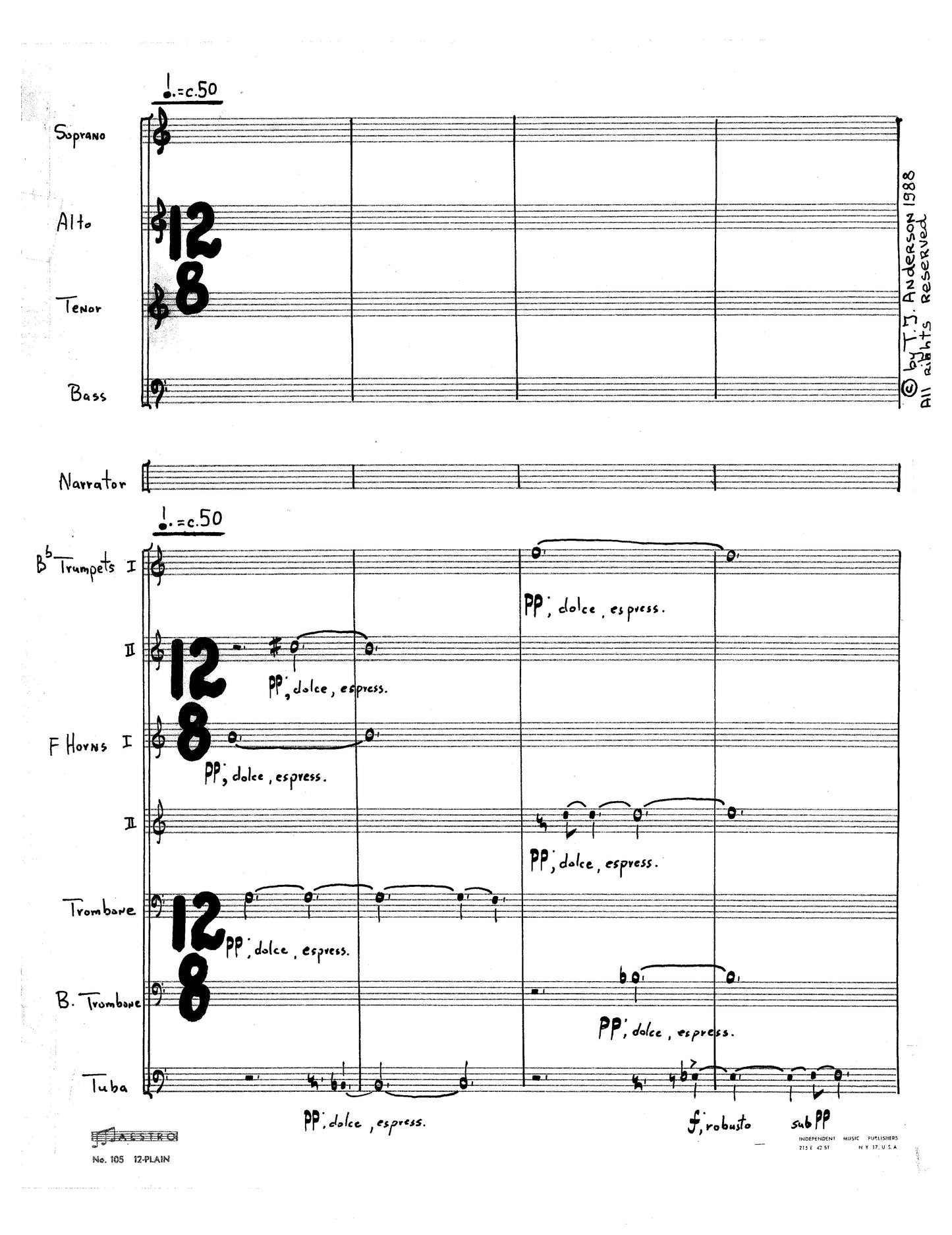 PERSONALS: A Cantata for Narrator, SATB Chorus and Brass Septet