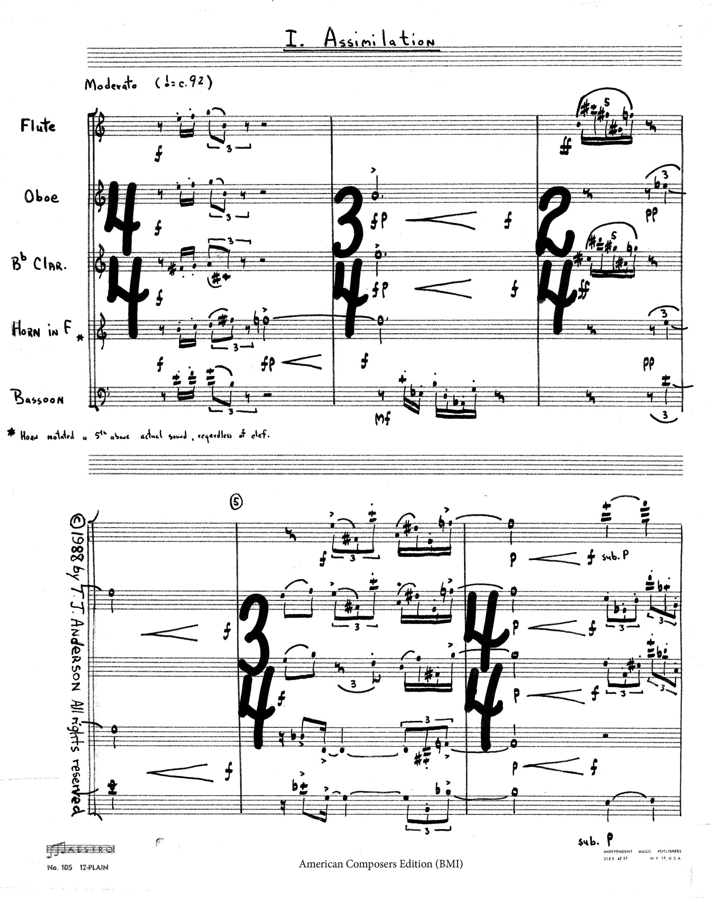 FIVE ETUDES AND A FANCY (Wind Quintet)