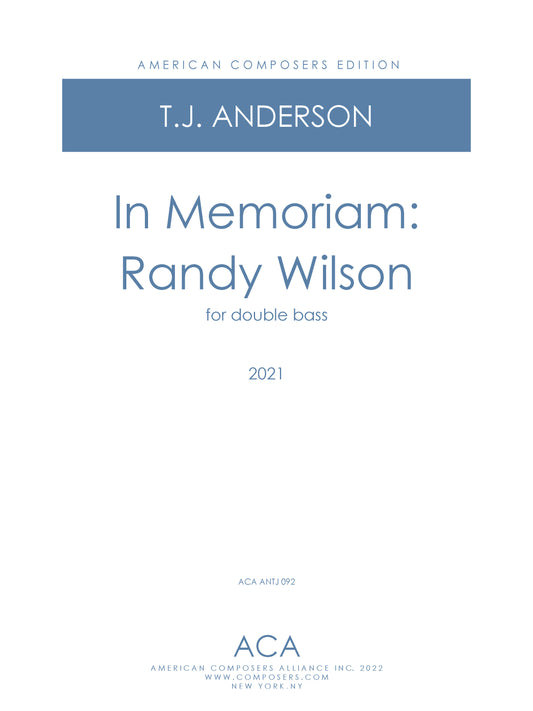 In Memoriam: Randy Wilson