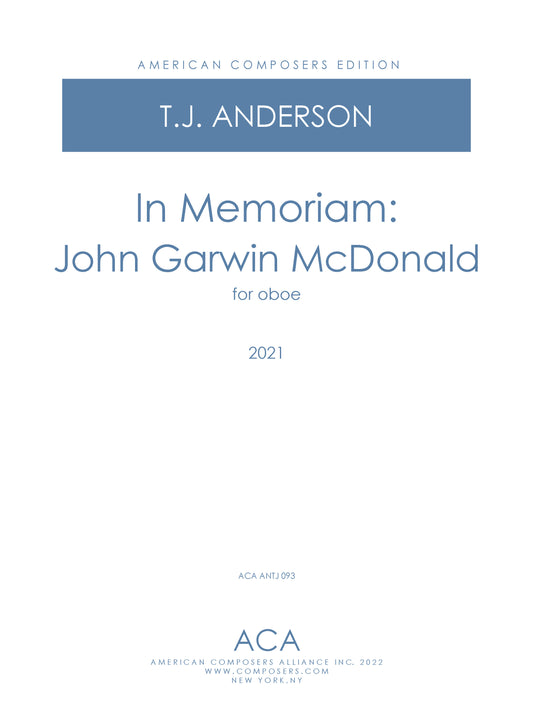 In Memoriam: John Garwin McDonald